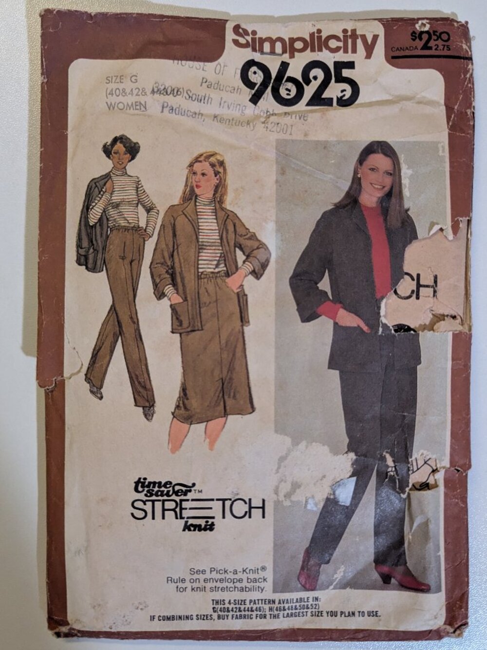 Vintage Simplicity 9625 Women's Pull-On Skirt Pants Pullover Top Unlined Jacket